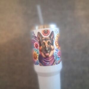 Colorful Dog Tumbler with Straw